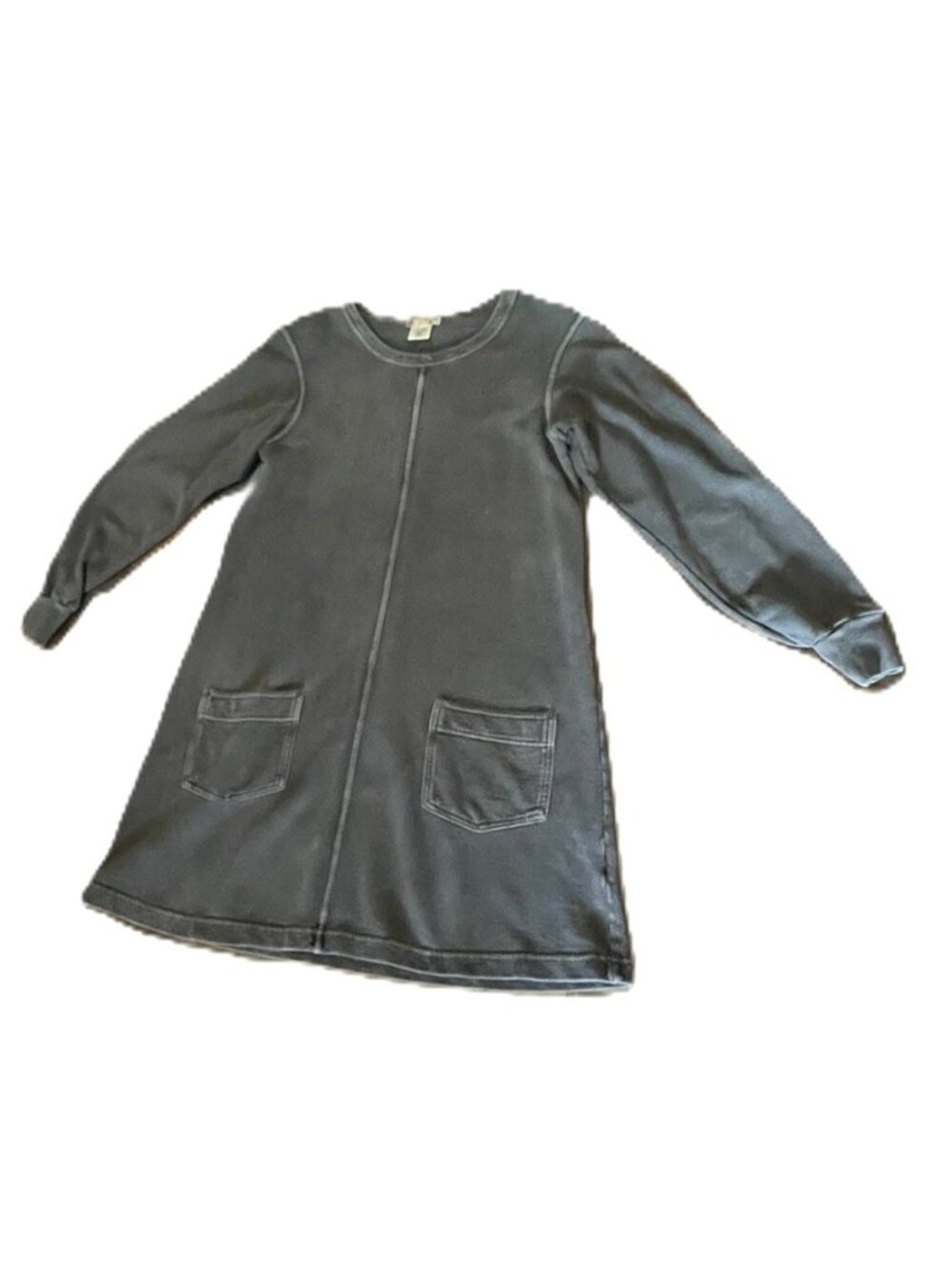 The Territory Ahead Grey Cotton Long Sleeve Sweatshirt Dress Front Pockets Sz S
